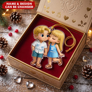 Cute Cartoon Couple Summer Vibe Personalized Acrylic Ornament