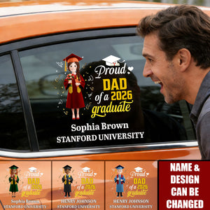 Proud Dad Of A Graduate - Personalized Car Decal