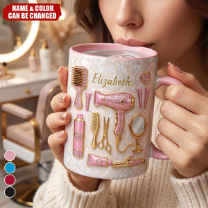 Hair Stylist Essentials, Personalized Custom Accent Mug, Gift For Hairdressers