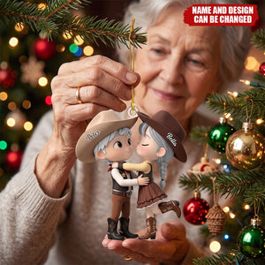 Personalized Cowboy/Cowgirl Couple Acrylic Ornament, Custom Western Country Lovers Gift