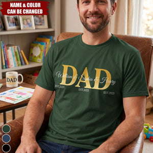 Papa, Daddy, Dad - Father's Day Gift With Kids' Names - Personalized Shirt