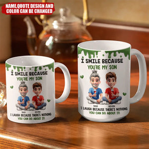 I Smile Because You Are My Daughter Son - Personalized White Edge-to-Edge Mug