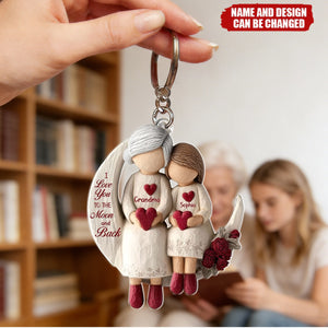 Grandma And Grandchild Moon Love - Personalized Keychain