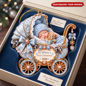 Baby's First Christmas Ornament – Personalized Stroller-Shaped Acrylic Keepsake