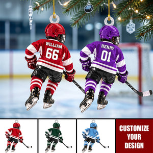 Personalized Acrylic Ice Hockey Ornament, Gift For Hockey Lovers