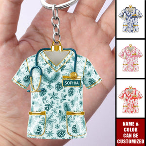 Personalized Nurse Toile de Jouy Acrylic Keychain, Gifts For Nurse