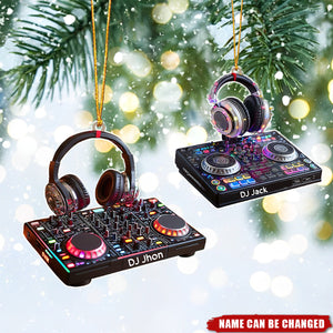 Personalized DJ Ornament, Mixer Deck Headphones Holiday,Custom Name