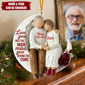 Personalized Memorial Husband and Wife Ornament – Custom Angel Wings Wooden Keepsake