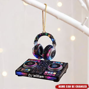 Personalized DJ Ornament, Mixer Deck Headphones Holiday,Custom Name