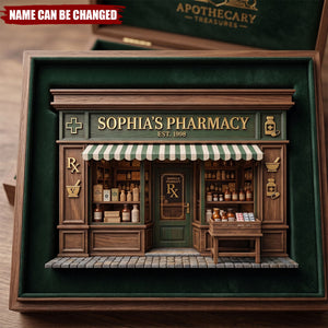 Personalized Pharmacy Store Sign, Custom Apothecary Shop Wooden Block