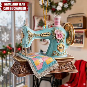 Sewing Machine - Personalized Christmas Acrylic Ornament, Gift for Sewing Lovers