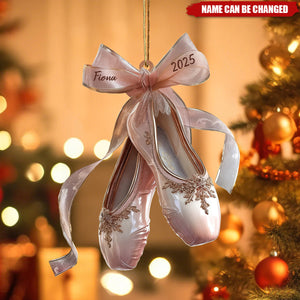 Ballet Shoes Christmas Ornament, Pink Pointe Shoe Acrylic Tree Hanging