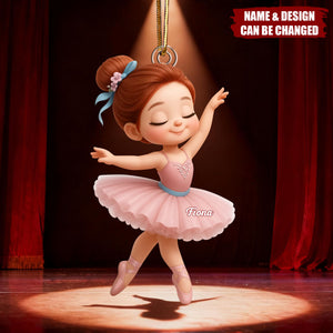 Ballerina Girl Personalized Acrylic Christmas Ornament: Custom Dance Gift