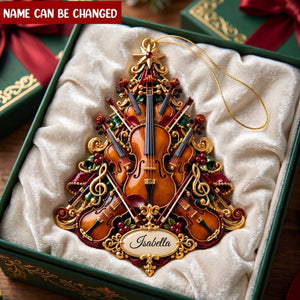 Personalized Violin Christmas Ornament, Custom-named Fiddle Tree Keepsake