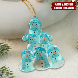Merry Christmas Snowman Family - Personalized Family Ornament