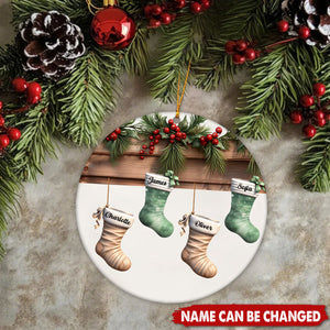 Personalized Family Stockings Christmas Ceramic Ornament