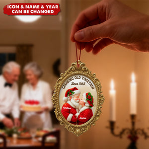 Vintage Golden Frame Mr Mrs Clause - Personalized Acrylic Ornament - Christmas Gift For Couples