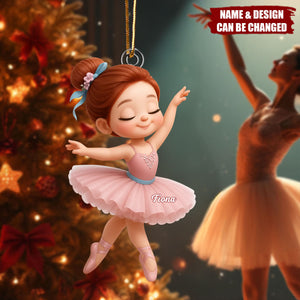 Ballerina Girl Personalized Acrylic Christmas Ornament: Custom Dance Gift