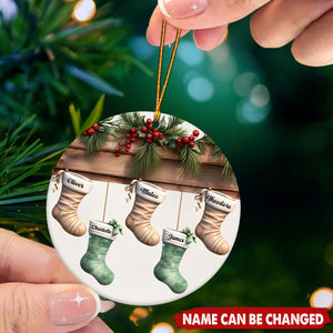 Personalized Family Stockings Christmas Ceramic Ornament