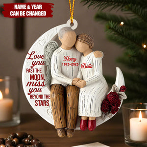 Personalized Memorial Husband and Wife Ornament – Custom Angel Wings Wooden Keepsake