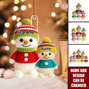 Heartwarming Grandma Grandkids Snowman - Personalized Christmas Acrylic Ornament
