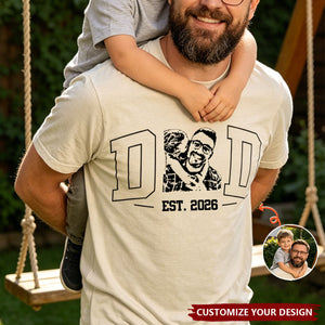 Dad Custom Photo Sketch Line Art Father's Day Gift For Husband, Dad - Personalized Shirt