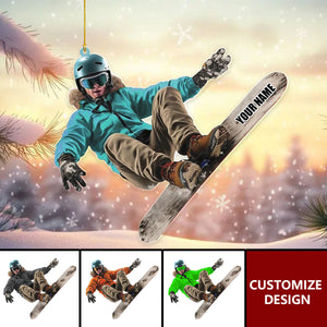 Personalized Skiing Acrylic Ornament, Snowboard Ornaments, Skier Gift for Xmas 2025