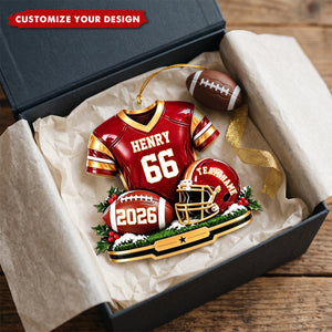 Personalized Football Christmas Ornament 2026, Custom Name & Number Helmet Keepsake
