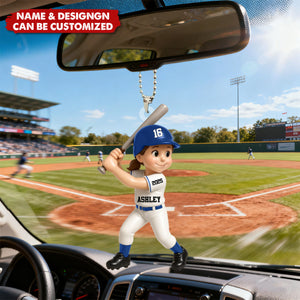 Cute Baseball Player - Personalized Acrylic Car Ornament