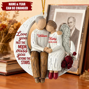 Personalized Memorial Husband and Wife Ornament – Custom Angel Wings Wooden Keepsake