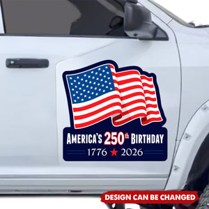 Patriotic American USA Flag - 250th Birthday 1776-2026 Car Window Decal Sticker