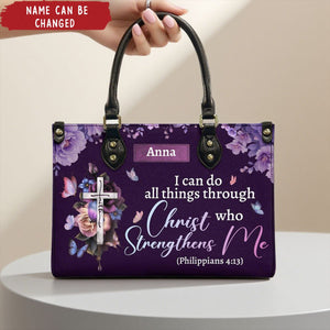 I Can Do All Things Through Christ Who Strengthens Me - Personalized Leather Bag