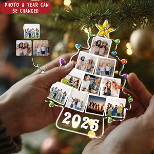 Custom Photo Family Christmas Tree - Personalized Shaped Acrylic Ornament