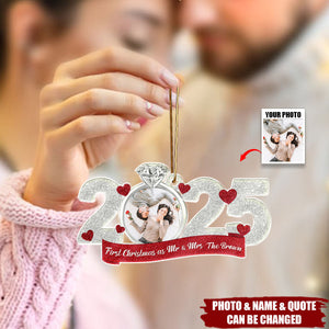 Custom Photo First Christmas As Mr. & Mrs. - Personalized Shaped Acrylic Ornament