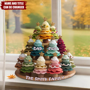 Family Christmas Tree Crochet - Personalized Custom Shaped Acrylic Plaque