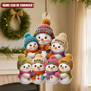 Snowman Grandma and Grandkids - Personalized Christmas Acrylic Ornament