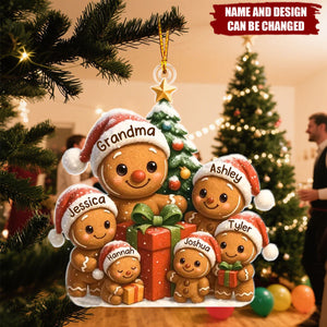 Gingerbread Family - Personalized Christmas Acrylic Ornament
