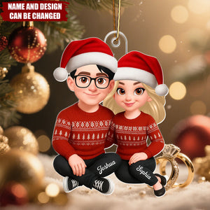 3D Effect Shining Effect Beautiful Couple - Personalized Christmas Acrylic Ornament