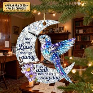 3D Crystal Effect Christmas Hummingbird Moon Memorial - Personalized Christmas Acrylic Ornament