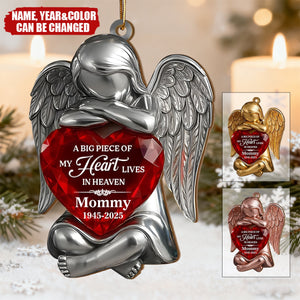 A Big Piece Of My Heart Lives In Heaven - Personalized Wooden Ornament