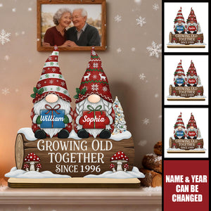 Couple Growing Old Together Personalized Sitting Wooden Plaque