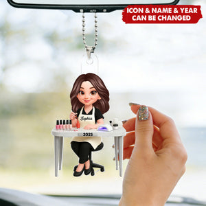 Christmas Nail Technician - Personalized Acrylic Car Ornament - Gift For Nail Technician, Nails Decor, Beauty Salon, Woman, Girl