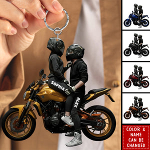 Motorbike Couple Home Decor, Christmas Keychain, Personalized Acrylic Keychain
