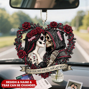 Skull Couple Spooky Skeleton Style ’Til Death Do Us Part - Personalized Rear View Mirror Accessory