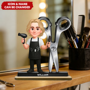 Hairdresser Man Woman - Personalized 2-Layered Wooden Plaque - Gift For Hairdressers