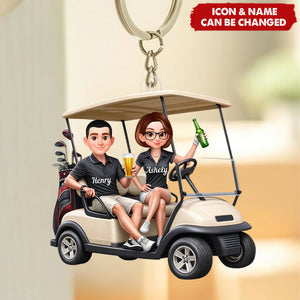 Funny Golf Couple - Personalized Acrylic Keychain - Gift for Couple