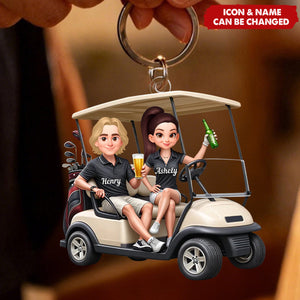 Funny Golf Couple - Personalized Acrylic Keychain - Gift for Couple
