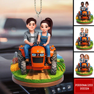 Farmer Couple - Personalized Car Ornament - Gifts for Couple, Him And Her