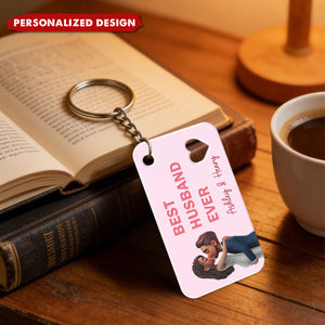 Romantic Couple Hugging Kissing - Personalized Acrylic Keychain - Valentine's Day Gift for Him, Gift for Her