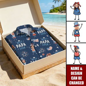 Father's Day Gifts, Best Dad Ever USA Flag - Personalized Hawaiian Shirt